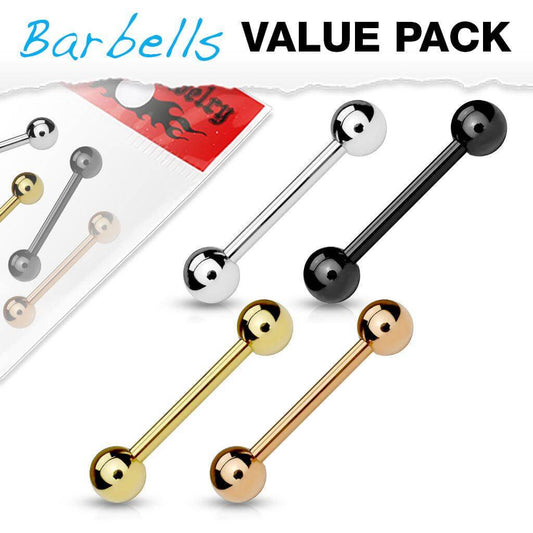 4 Pcs Value Pack Mixed IP Colour Over 316L Surgical Steel Barbells - Take A Peek
