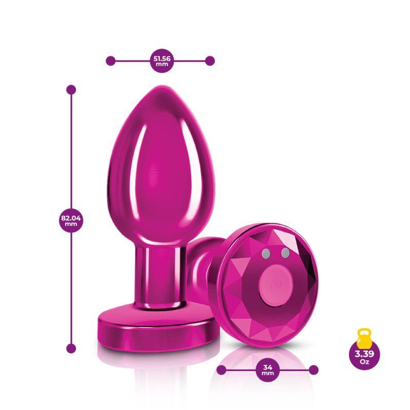 Cheeky Charms Pink Rechargeable Vibrating Metal Butt Plug w Remote Medium - Take A Peek