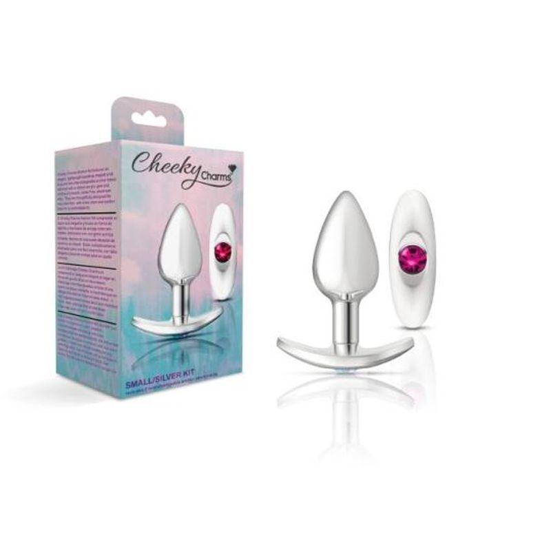 Cheeky Charms Silver Anchor Butt Plug  w Clear and Pink Jewel Kit - Take A Peek