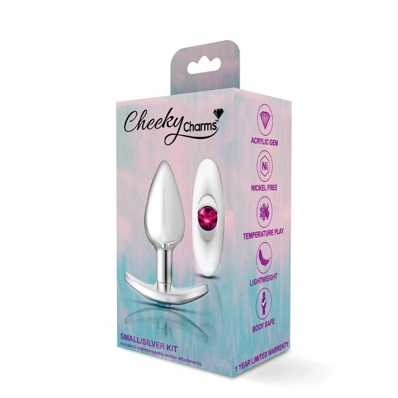 Cheeky Charms Silver Anchor Butt Plug  w Clear and Pink Jewel Kit - Take A Peek