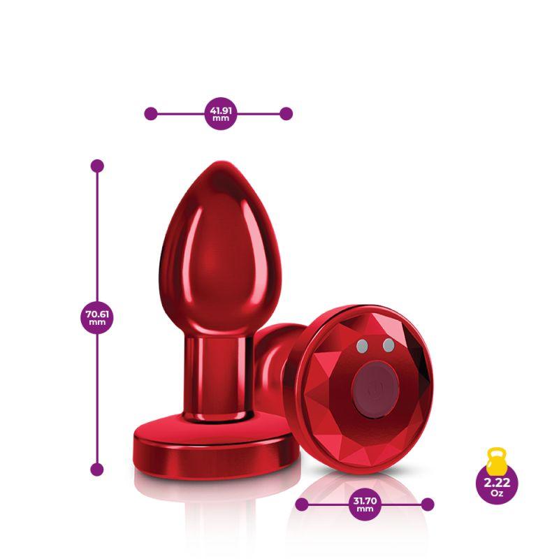 Cheeky Charms Red Rechargeable Vibrating Metal Butt Plug w Remote Small - Take A Peek