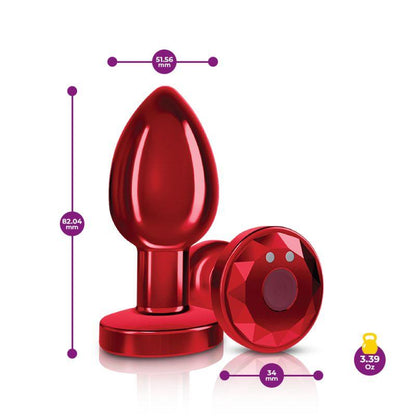 Cheeky Charms Red Rechargeable Vibrating Metal Butt Plug w Remote Medium - Take A Peek
