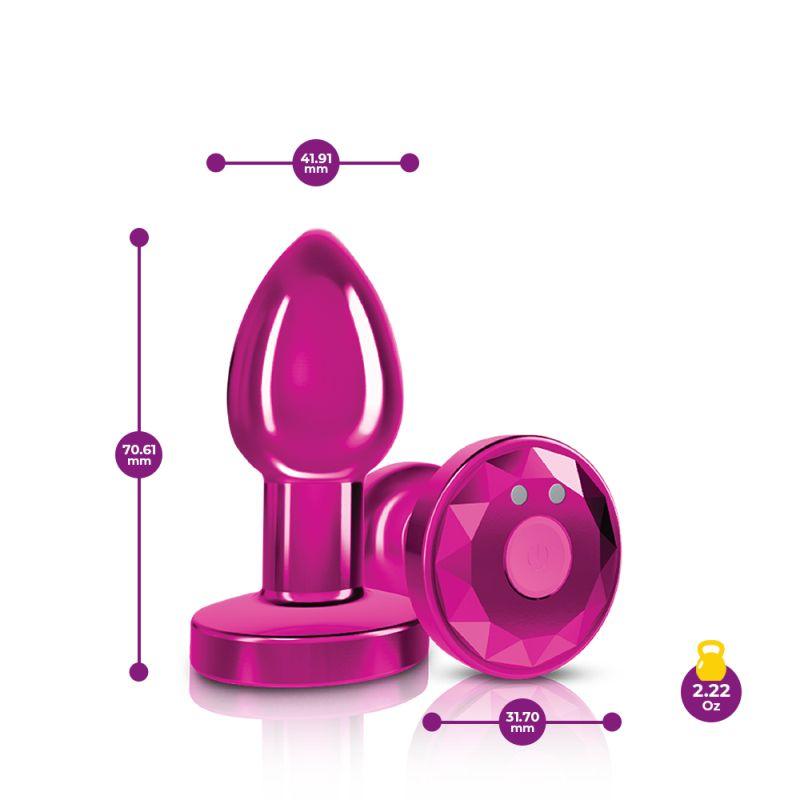Cheeky Charms Pink Rechargeable Vibrating Metal Butt Plug w Remote Small - Take A Peek