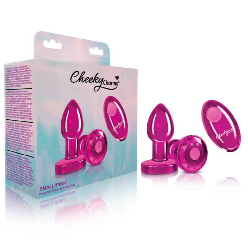 Cheeky Charms Pink Rechargeable Vibrating Metal Butt Plug w Remote Small - Take A Peek