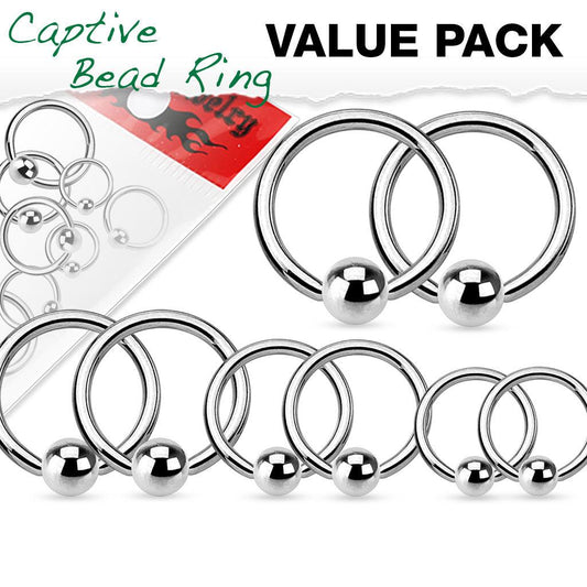 Value Pack 4 Pairs Annealed 316L Surgical Steel Captive Bead Rings - Take A Peek