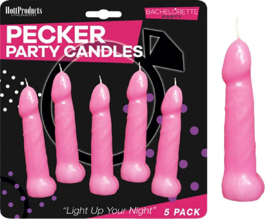 Bachelorette Pecker Party Pink Candles 5pk - Take A Peek