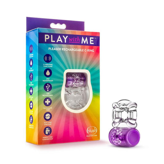 Play With Me Pleaser Rechargeable C-Ring - Purple - Take A Peek
