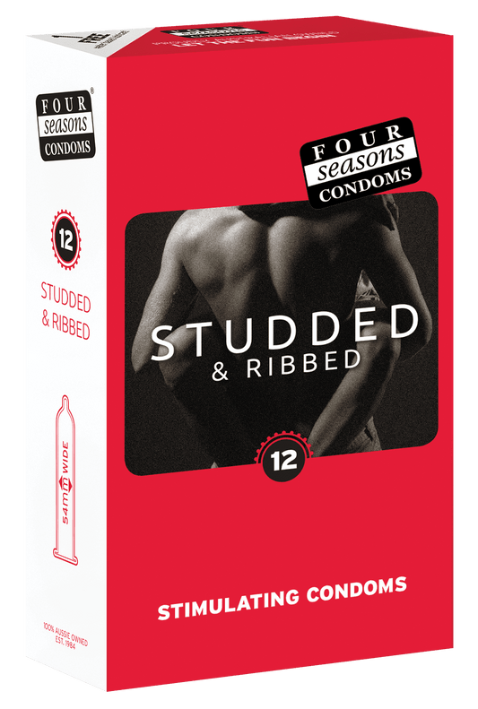 Condom 12pk Studs & Ribs 52mm - (Sold In Packs Of 6) - Take A Peek