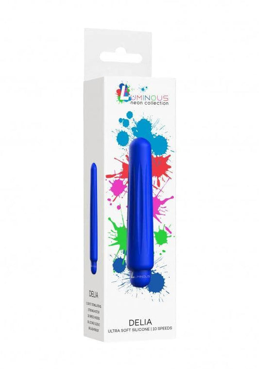 Delia - ABS Bullet With Silicone Sleeve - 10-Speeds - Royal Blue - Take A Peek