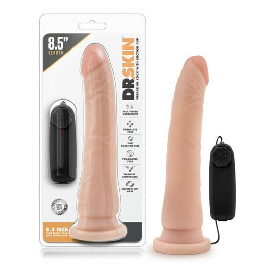 Dr Skin 8.5in Vibrating Realistic Cock w Suction Vanilla - Take A Peek