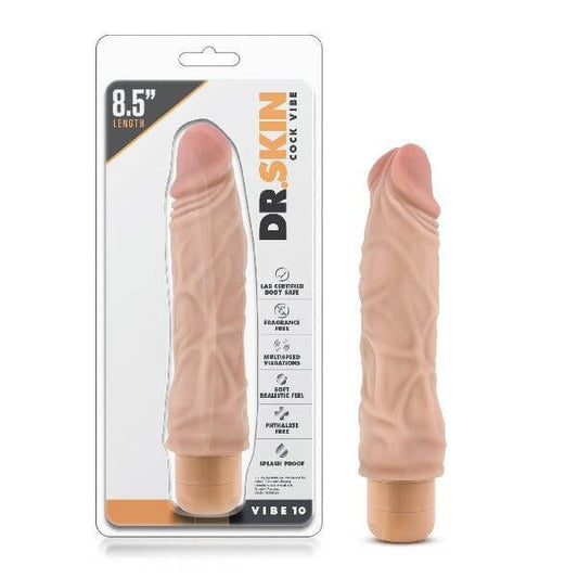 Dr Skin Cock Vibe 10 8.5in Vibrating Cock Beige - Take A Peek