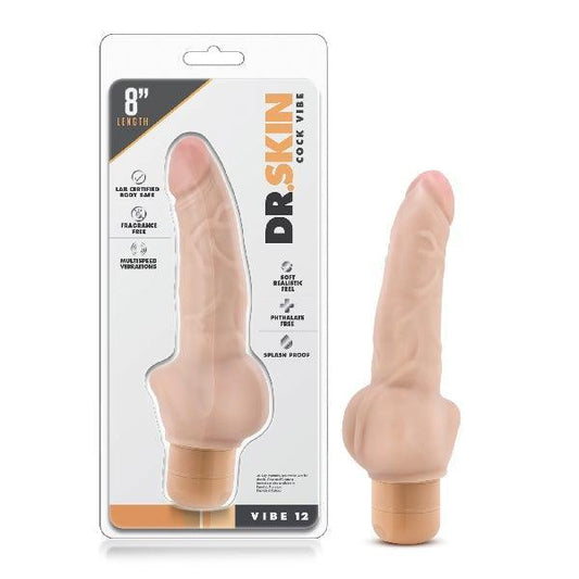 Dr Skin Cock Vibe 12 8in Vibrating Cock Beige - Take A Peek