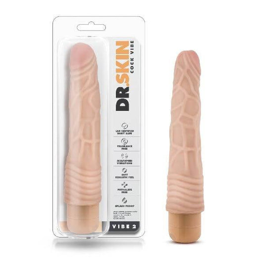 Dr Skin Cock Vibe 2 9in Vibrating Cock Beige - Take A Peek