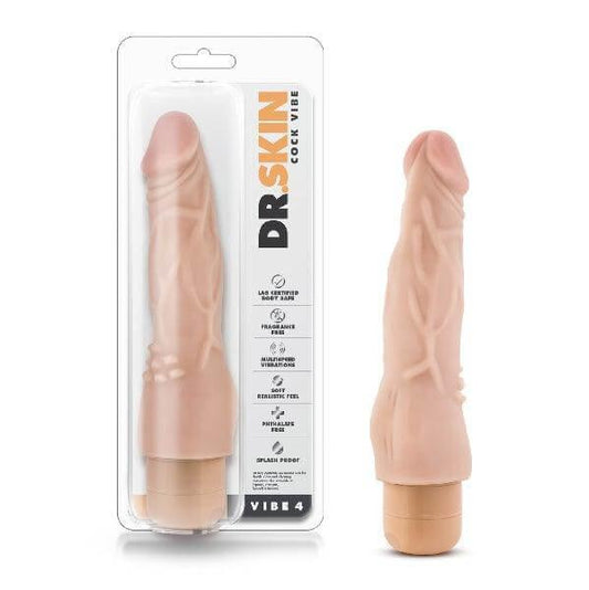 Dr Skin Cock Vibe 4 8in Vibrating Cock Beige - Take A Peek