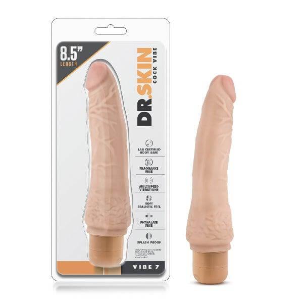 Dr Skin Cock Vibe 7 8.5in Vibrating Cock Beige - Take A Peek