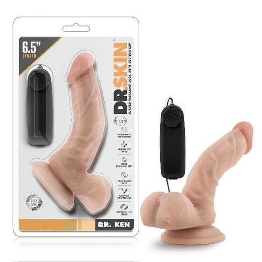 Dr Skin Dr Ken 6.5 Inch Vibrating Cock with Suction Cup Vanilla - Take A Peek