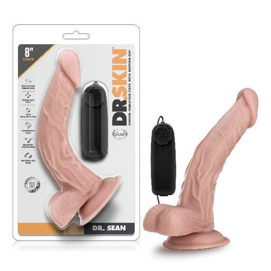 Dr Skin Dr Sean 8in Vibrating Cock with Suction Cup Vanilla - Take A Peek