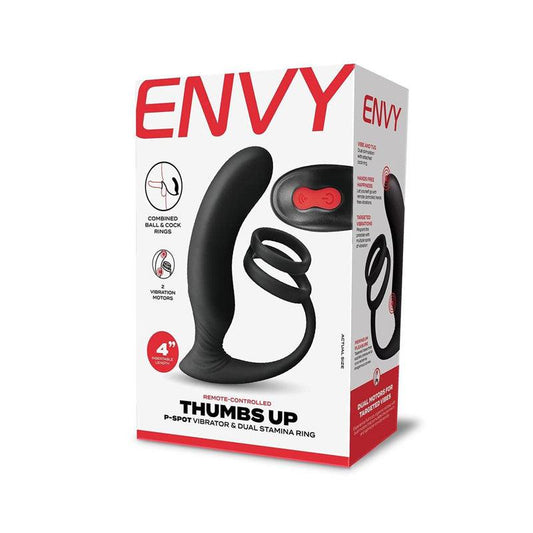 Envy Thumbs Up P-Spot Vibrator & Dual Stamina Ring - Take A Peek