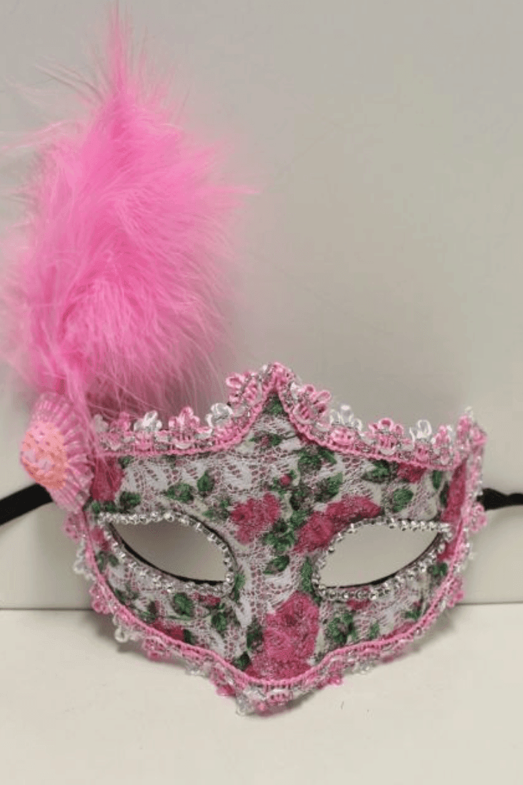 EYEMASK FLORAL PINK WITH FEATHER - Take A Peek