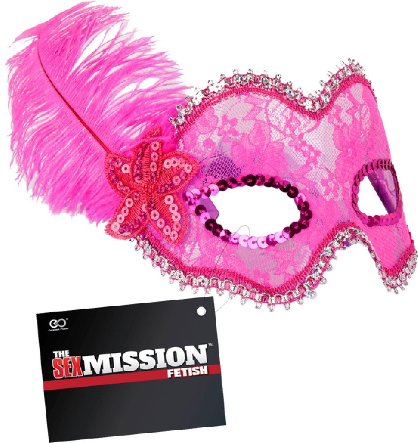 Feathered Masquerade Masks (Pink) - Take A Peek