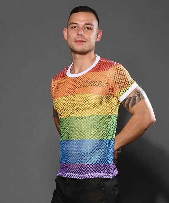 Pride Mesh Stripe Tee - Take A Peek