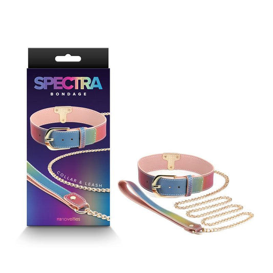 Spectra Bondage Collar & Leash - Rainbow - Take A Peek