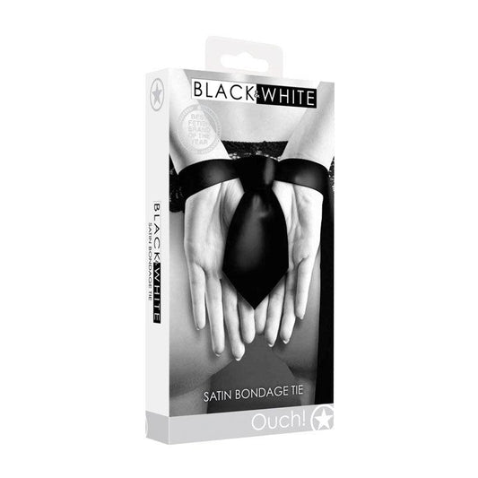 OUCH! Black & White Satin Bondage Tie - Take A Peek