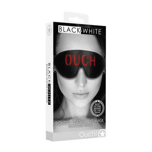 OUCH! Black & White Bonded Leather Eye-Mask ''Ouch'' - Take A Peek