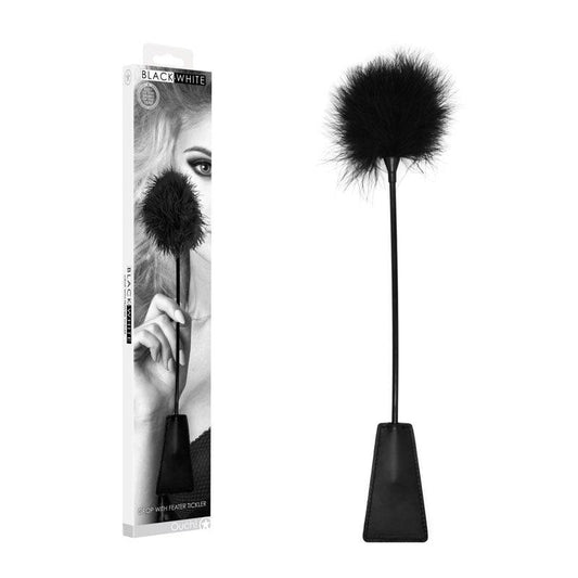 OUCH! Black & White Crop with Feather Tickler - Take A Peek