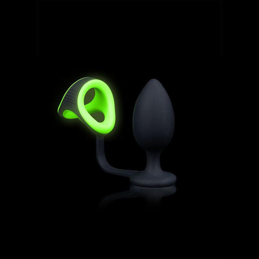 OUCH! Glow In The Dark Butt Plug with Cock Ring & Ball Strap - Take A Peek