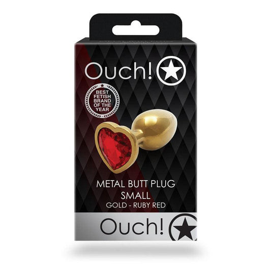 OUCH! Heart Gem Gold Butt Plug - Small - Take A Peek