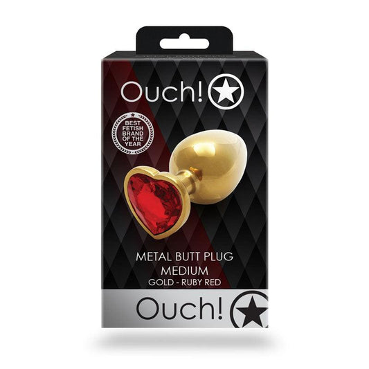OUCH! Heart Gem Gold Butt Plug - Medium - Take A Peek