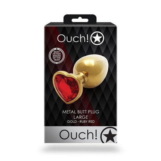 OUCH! Heart Gem Gold Butt Plug - Large - Take A Peek