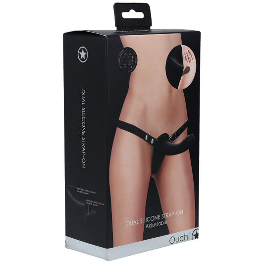 OUCH! Dual Silicone Strap-On - Black - Take A Peek
