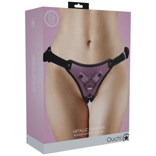 OUCH! Metallic Strap On Harness - Rose - Take A Peek