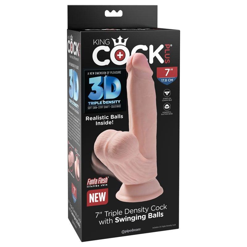 King Cock Plus 7'' 3D Cock with Swinging Balls - Take A Peek