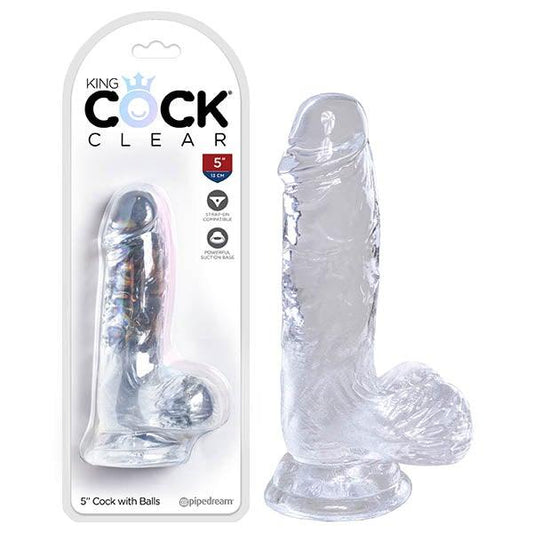 King Cock Clear 5'' Cock with Balls - Take A Peek