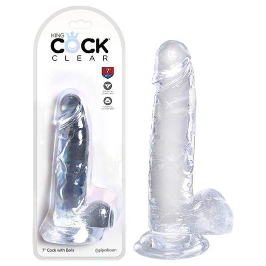 King Cock Clear 7'' Cock with Balls - Take A Peek