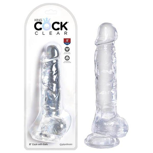 King Cock Clear 8'' Cock with Balls - Take A Peek