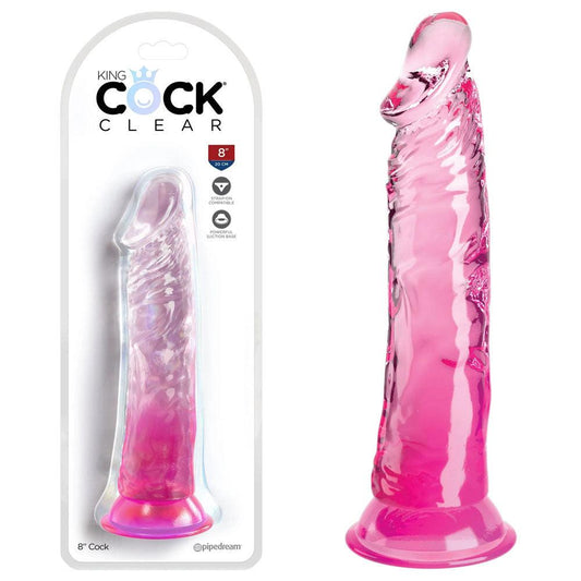 King Cock Clear 8'' Cock - Pink - Take A Peek