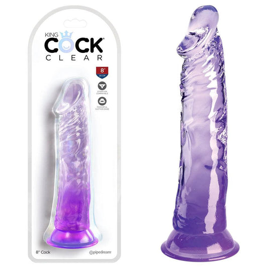 King Cock Clear 8'' Cock - Purple - Take A Peek