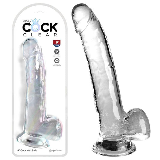 King Cock Clear 9'' Cock with Balls - Clear - Take A Peek