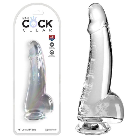 King Cock Clear 7.5'' Cock with Balls - Take A Peek