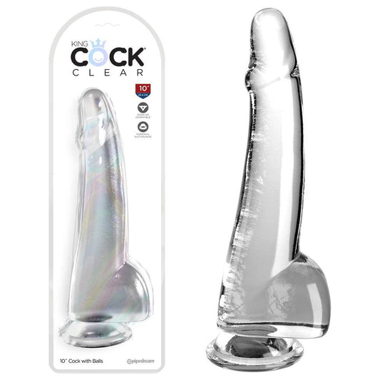 King Cock Clear 10'' Cock with Balls - Clear - Take A Peek