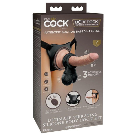 King Cock Elite Ultimate Vibrating Silicone Body Dock Kit - Take A Peek
