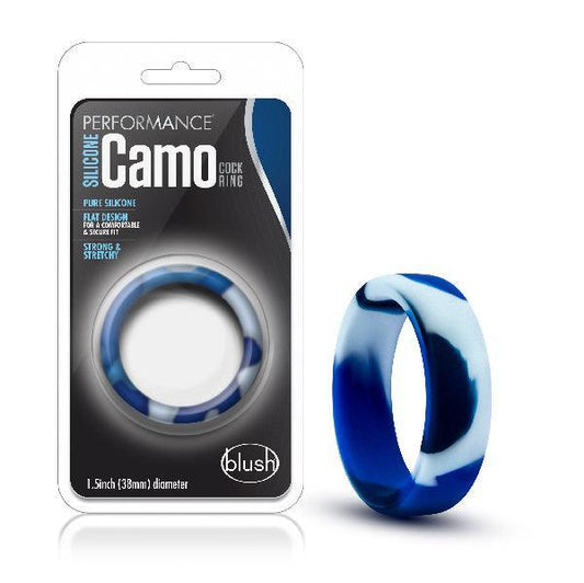 Performance Silicone Camo Cock Ring Blue Camoflauge - Take A Peek