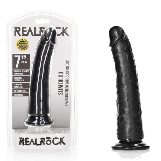 REALROCK Realistic Slim Dildo with Suction Cup - 18cm - Take A Peek