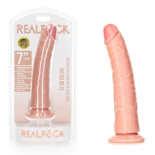 REALROCK Realistic Slim Dildo with Suction Cup - 18cm - Take A Peek