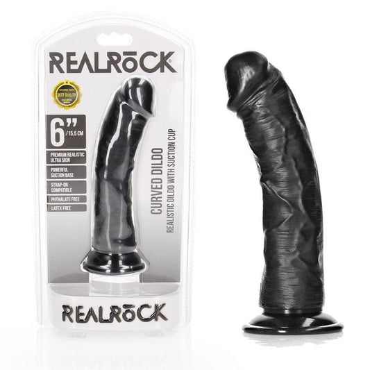 REALROCK Realistic Regular Curved Dildo with Suction Cup - 15.5 cm - Take A Peek