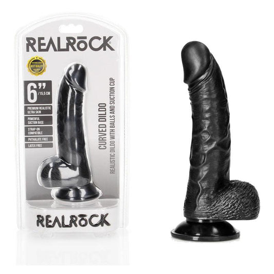 REALROCK Realistic Regular Curved Dong with Balls - 15.5 cm - Take A Peek